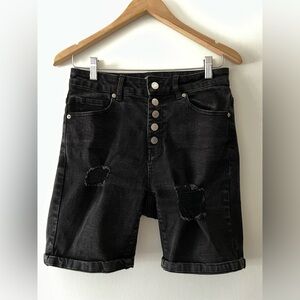 Route 66 Distressed Bermuda Shorts